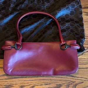 Gucci Horsebit East to West Burgundy Leather  Bag